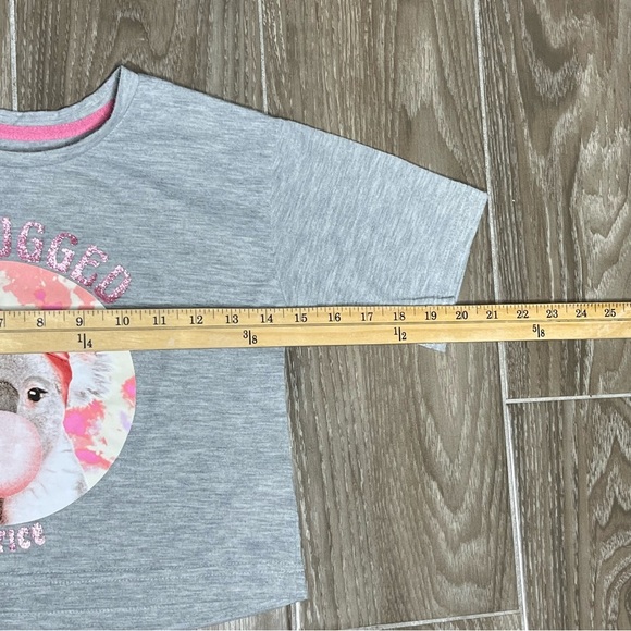 Girls Extra Small Gray Justice Funny Koala Crop Top - Picture 2 of 3